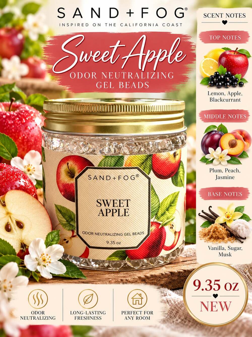 Sand + Fog Sweet Apple Odor Neutralizing Gel Beads NEW - 9.35oz